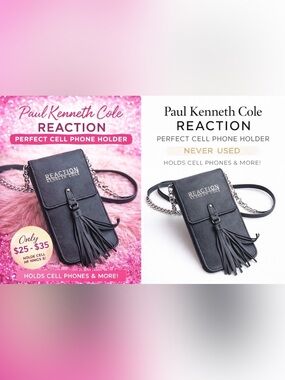 Kenneth Cole Reaction Black Tassel Crossbody Phone Pouch